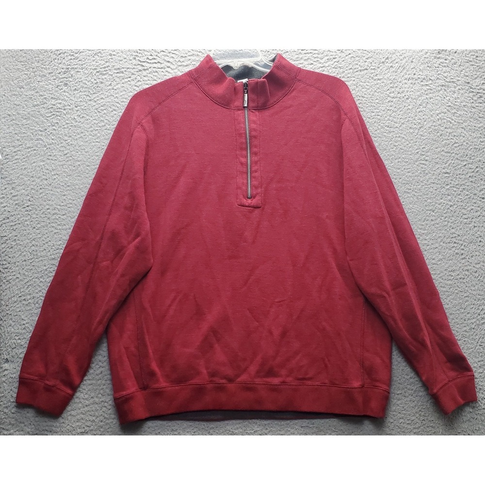 Tommy Bahama Reversible Sweatshirt Mens XL Multicolor Mock Neck 1/2 Zip Pullover